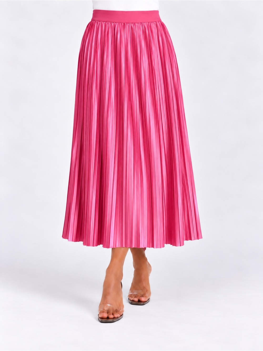 SHEIN Medium Hot Pink Pleated Maxi Skirt High Waist A-Line Elegant